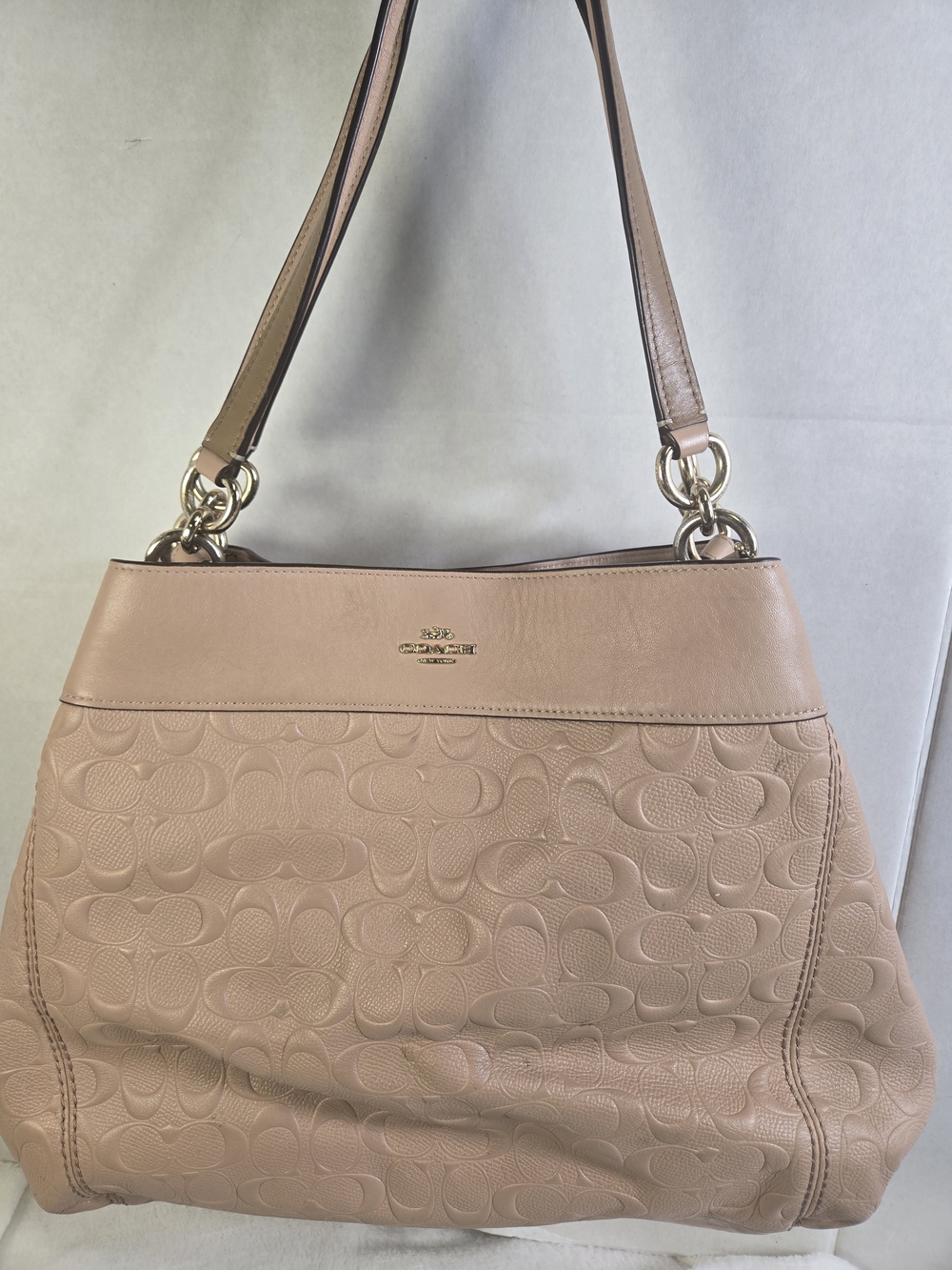 Coach Lexy Embossed Signature Shoulder Bag in Blush Pink